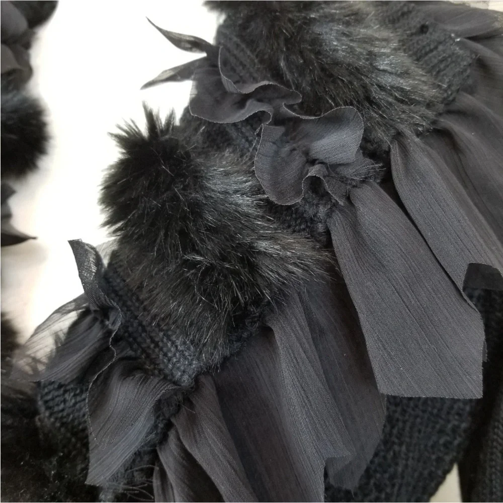 Cache Black Ruffled Cardigan - Picture 15 of 16